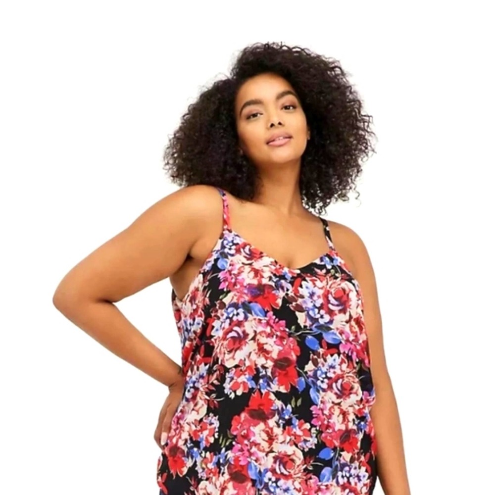 Torrid Sophie Chiffon Floral Swing Cami Black Size 10